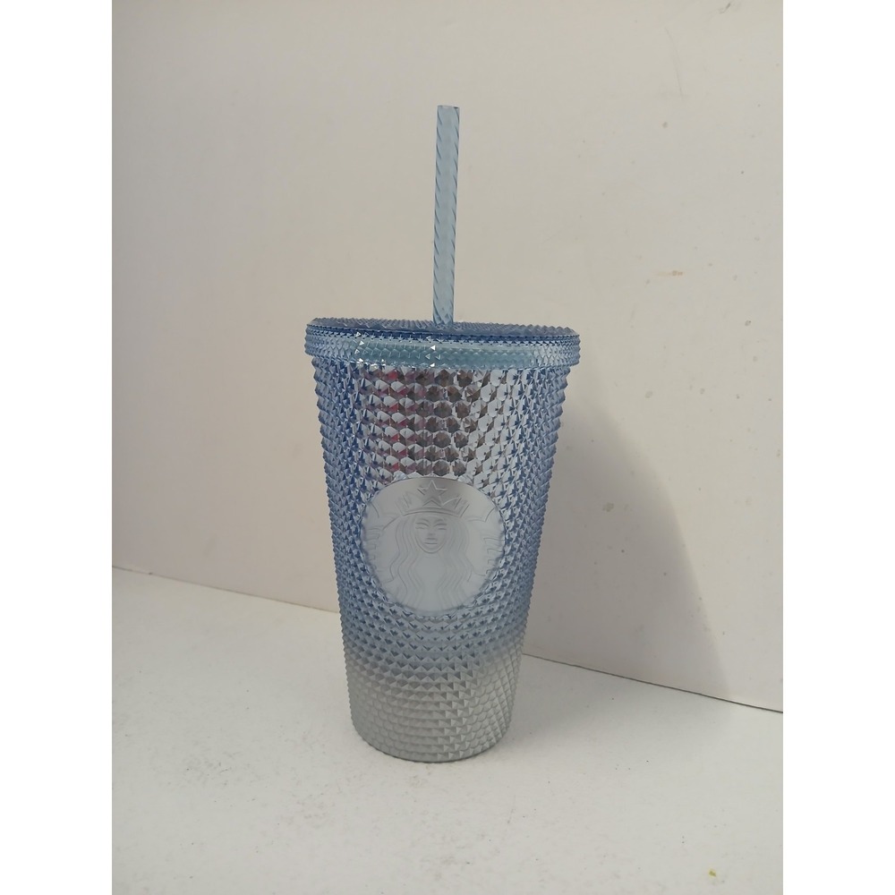 Starbucks Venti‎ 16oz Cold Cup Blue Silver Icy Gradient Studded Tumbler